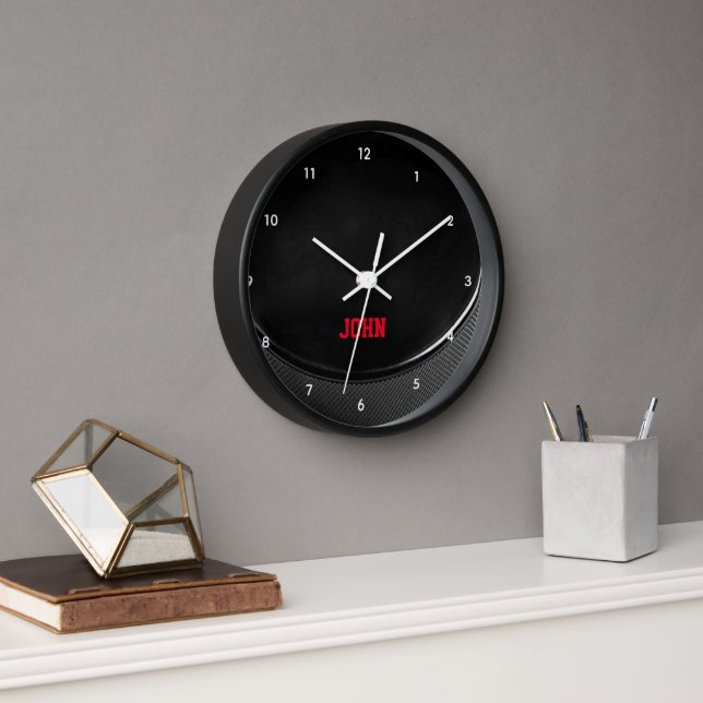 Hockey Puck Personalised Wall Clock (Office)