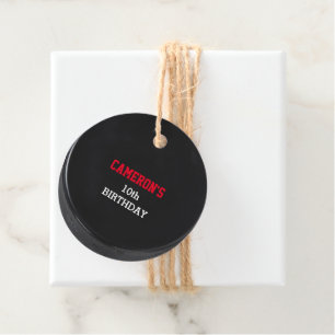 Hockey Puck Red Favour Tags