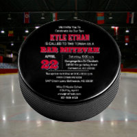 Hockey Puck Red White and Blue Bar Mitzvah