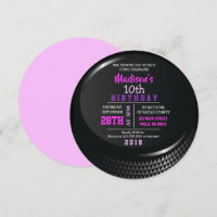 HOCKEY PUCK ROUND Birthday Party Invitation