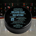 Hockey Puck Round Blue Bar Mitzvah Invitation<br><div class="desc">These casual chic invitations are perfect for any sporty Bar Mitzvah celebration. Each line of text is fully customisable to say just what you want!

Find coordinating products in the Bar Mitzvah Sports Collection.</div>