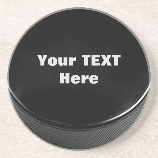 Hockey Puck Sandstone Drink Coaster (Front)