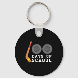 Hockey Puck Stick 100 Days Of School Teacher Boy Key Ring