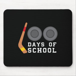 Hockey Puck Stick 100 Days Of School Teacher Boy Mouse Mat