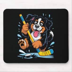 Hockey Puppy Bernese Mountain Dog Ice Rink Fun Mouse Mat