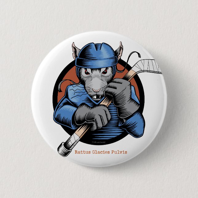 Hockey Rat 6 Cm Round Badge (Front)
