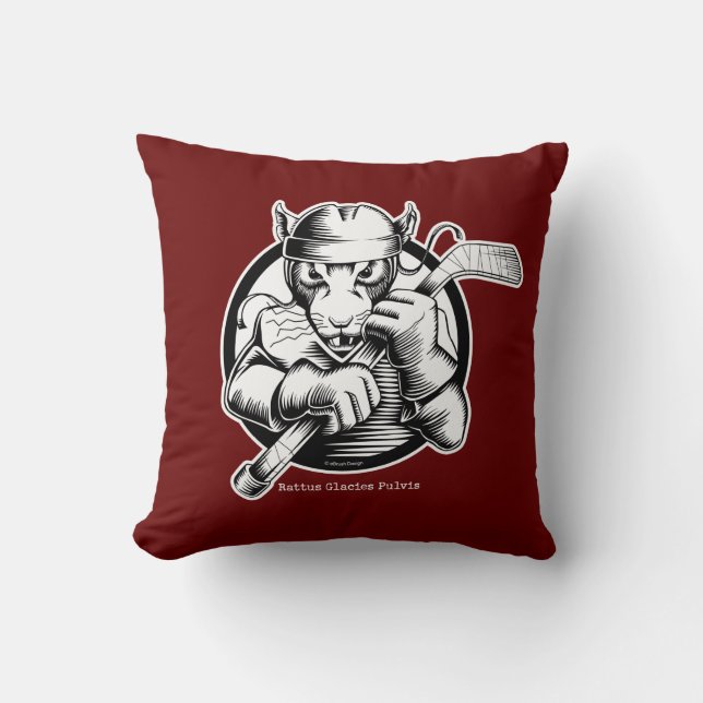 Hockey Rat Throw Pillow (Front)