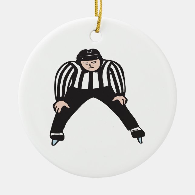 Hockey Referee Ceramic Tree Decoration (Front)