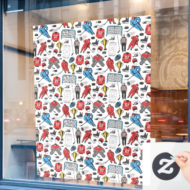 Hockey Referee Player Ice Skating Rink Sports Shop Window Cling (Cafe Window)