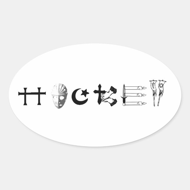Hockey Religion Oval Sticker (Front)