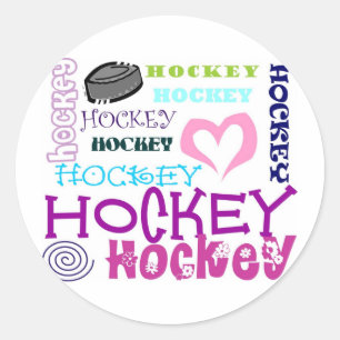 Hockey Repeating Classic Round Sticker