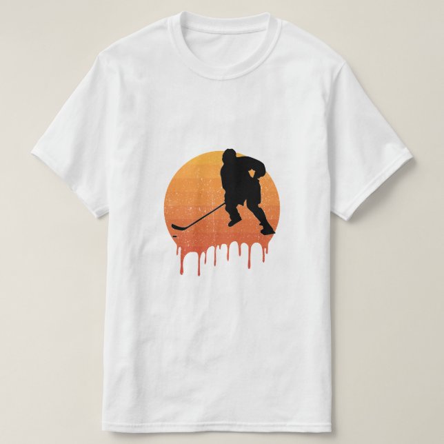Hockey Retro Sunset Design T-Shirt (Design Front)