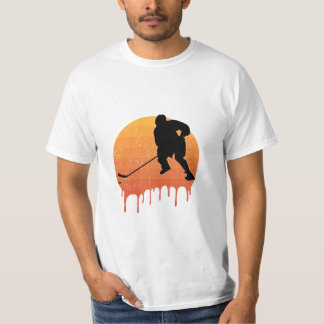 Hockey Retro Sunset Design T-Shirt