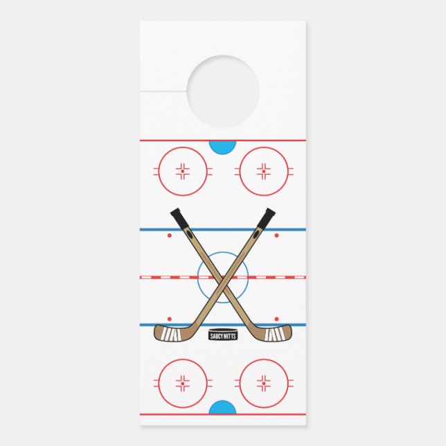 Hockey Rink Diagram Centre Ice Hockey Sticks Door Hanger (Front)