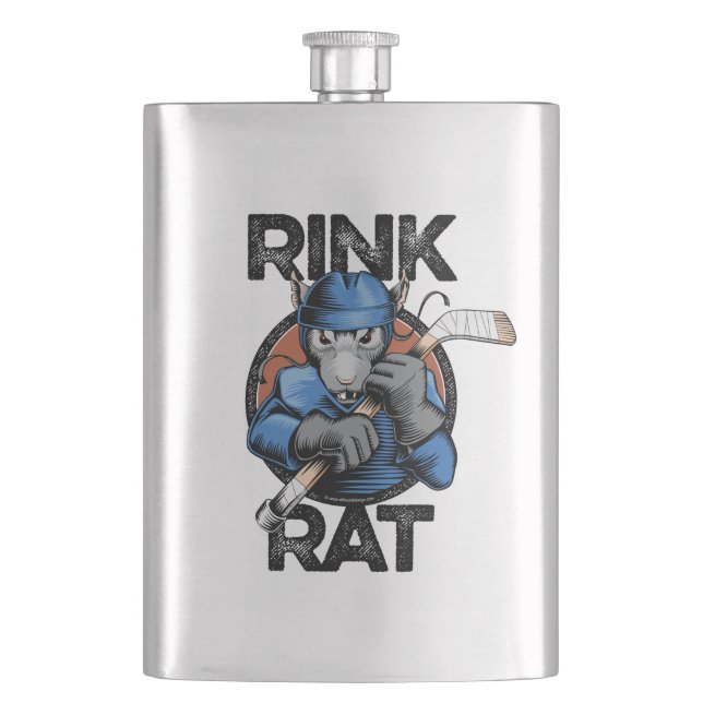 Hockey Rink Rat Hip Flask (Front)
