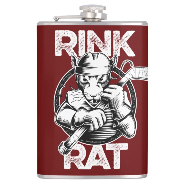 Hockey Rink Rat Hip Flask (Front)