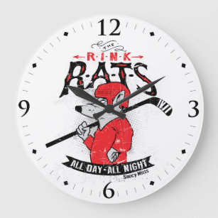 Hockey Rink Rats Player Room Decor Large Clock