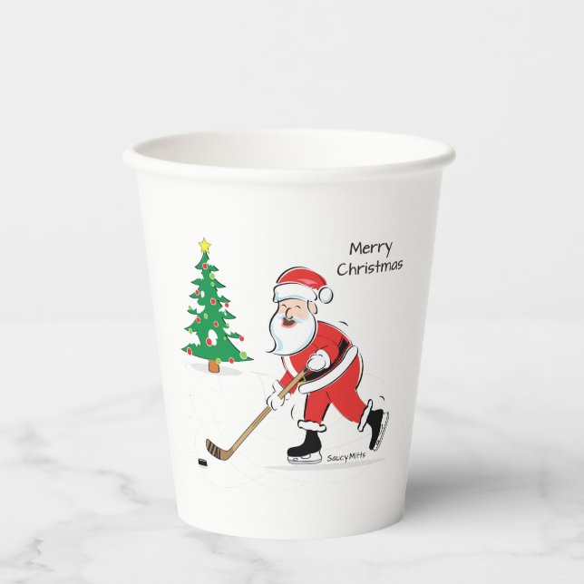 Hockey Santa Christmas Paper Cups (Front)