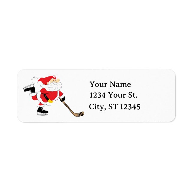 Hockey Santa Christmas Return Address (Front)