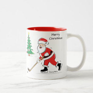 Hockey Santa Christmas Two-Tone Coffee Mug