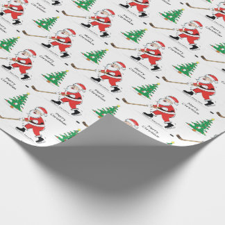 Hockey Santa Christmas Wrapping Paper
