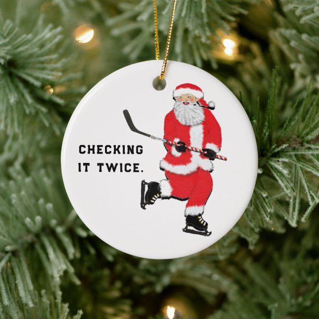 Hockey Santa Collectable Ceramic Tree Decoration (Tree)