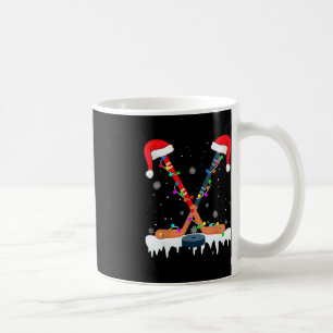 Hockey Santa Hat Christmas Lights Fun Sport Boys X Coffee Mug