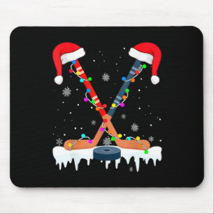 Hockey Santa Hat Christmas Lights Fun Sport Boys X Mouse Mat