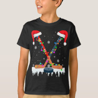 Hockey Santa Hat Christmas Lights Funny Sport Xmas