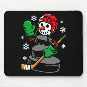 Hockey Santa Hat Snowman Xmas Funny Hockey Lover C Mouse Mat