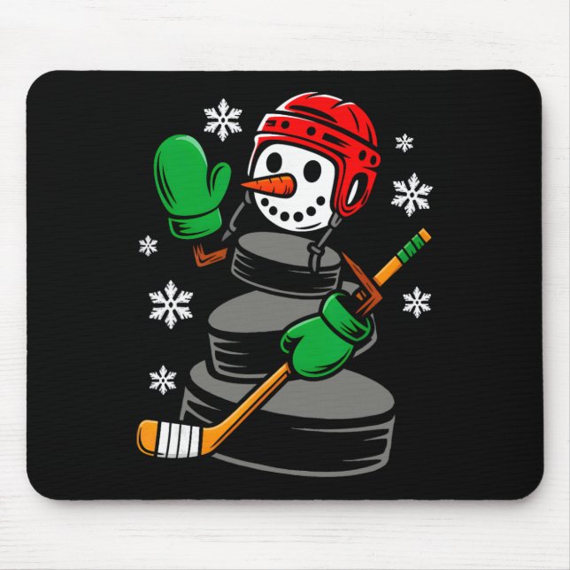 Hockey Santa Hat Snowman Xmas Funny Hockey Lover C Mouse Mat (Front)