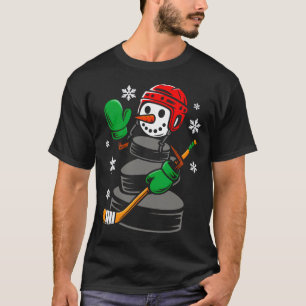 Hockey Santa Hat Snowman Xmas Funny Hockey Lover C T-Shirt