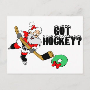 Hockey Santa Holiday Postcard