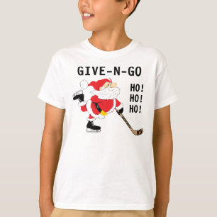 Hockey Santa Skating Christmas Give N Go T-Shirt