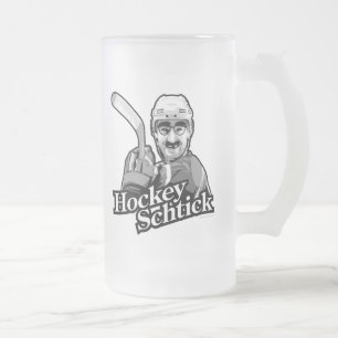 Hockey Schtick Frosted Glass Beer Mug