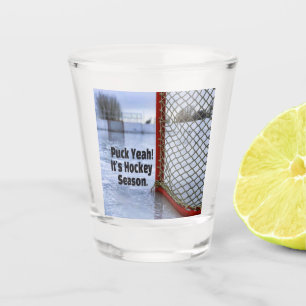 Hockey Season Ice Cold Funny Humor Puck Shot Glass