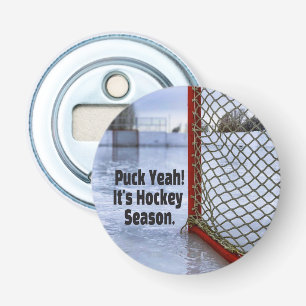 Hockey Season Ice Cold Funny Humour Puck Bottle Opener