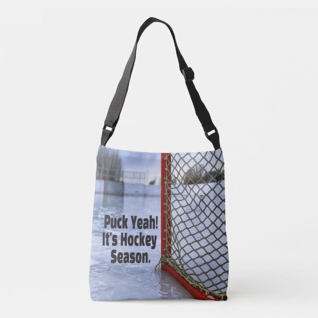 Hockey Season Ice Cold Funny Humour Puck Crossbody Bag (Back)