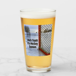 Hockey Season Ice Cold Funny Humour Puck Glass