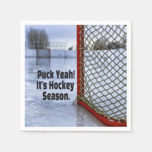 Hockey Season Ice Cold Funny Humour Puck Napkin