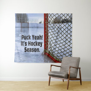 Hockey Season Ice Cold Funny Humour Puck Tapestry
