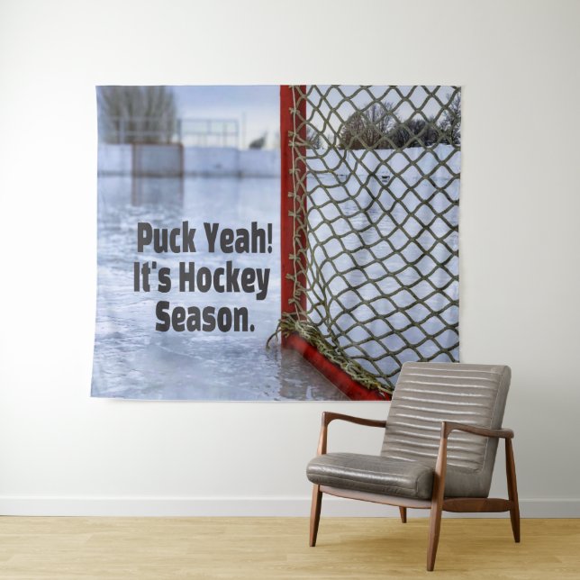 Hockey Season Ice Cold Funny Humour Puck Tapestry (In Situ (Horizontal))