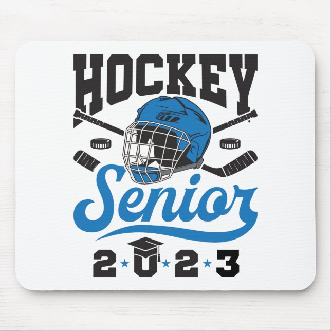 Hockey Senior 2023 Graduation Blue White Mouse Mat (Front)