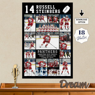 Hockey Senior Graduation 18 Photo Collage Poster