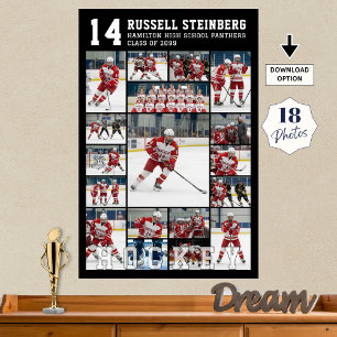 Hockey Senior Graduation 18 Photo Collage Poster