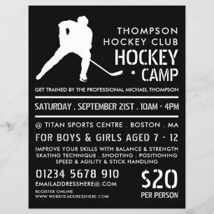Hockey Silhouette, Hockey Camp Advertising  Flyer
