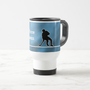 Hockey Silhouette of player Colourful background Travel Mug