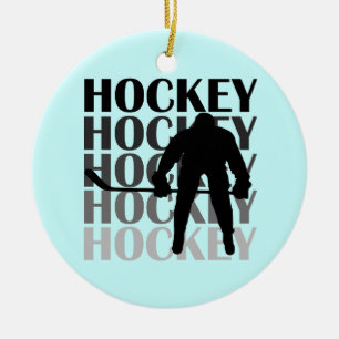 Hockey Silhouette T-shirts and Gifts Ceramic Tree Decoration