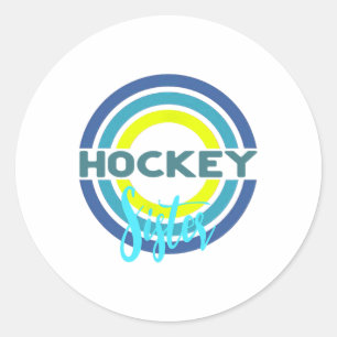 Hockey Sister With Modern Hockey Circles Classic Round Sticker