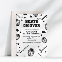 Hockey Skate on Over black and White Birthday